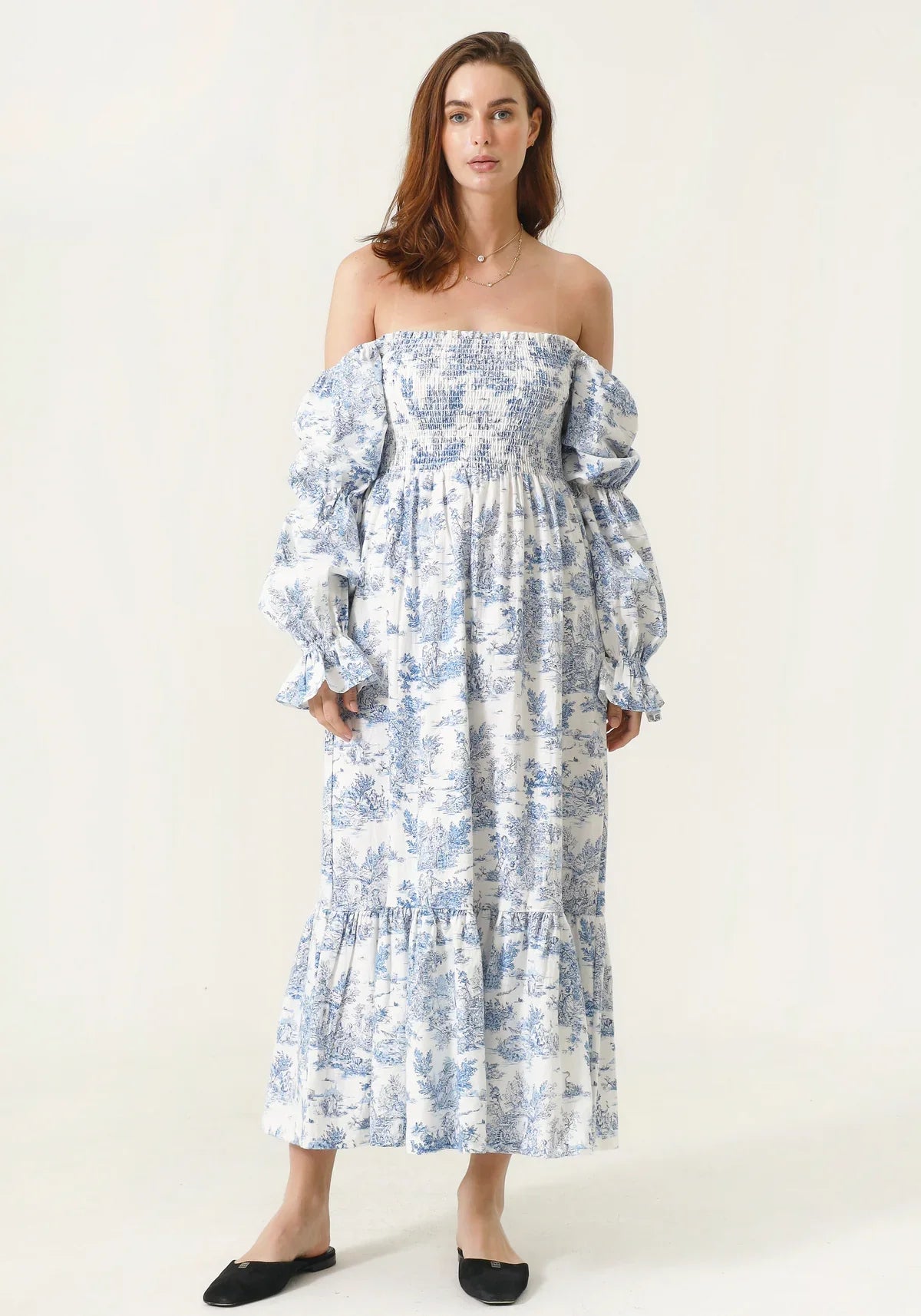 NIMA Chiffon jurk met klokmouwen