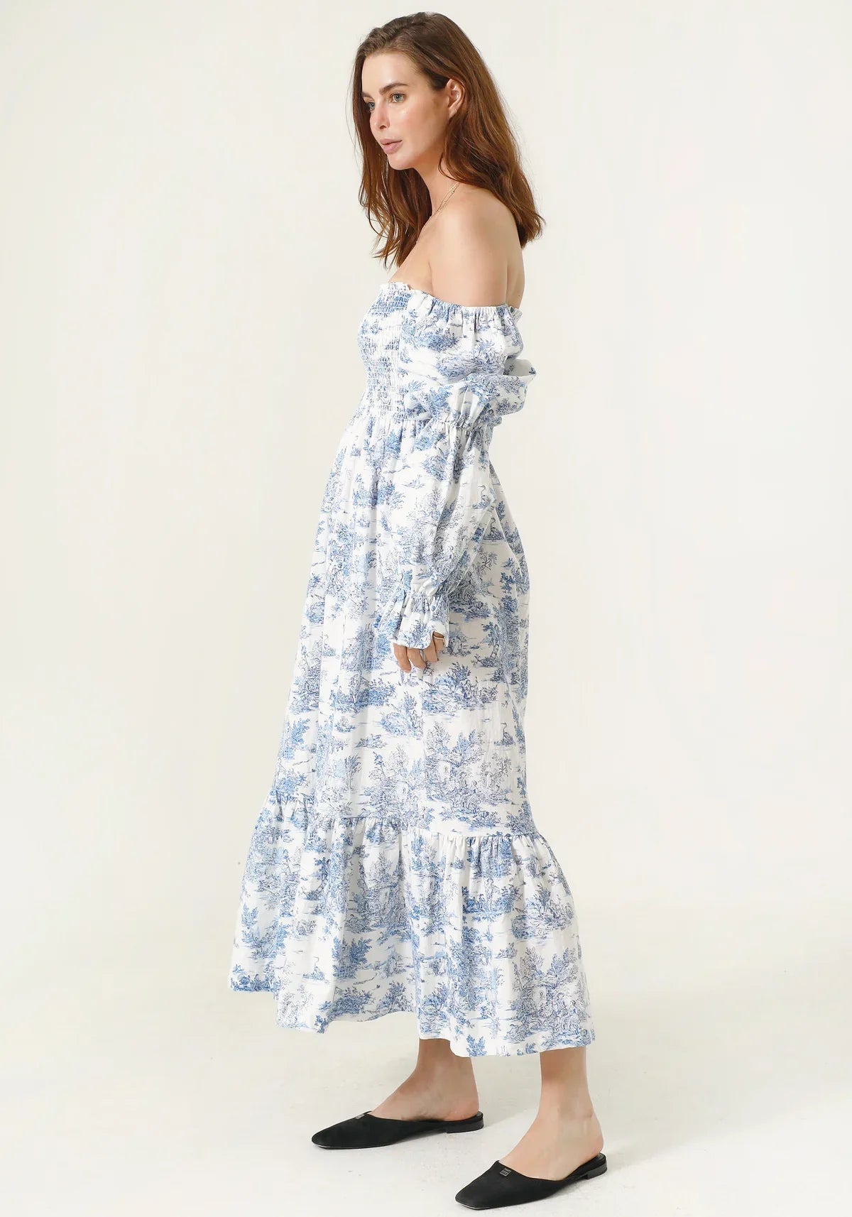 NIMA Chiffon jurk met klokmouwen