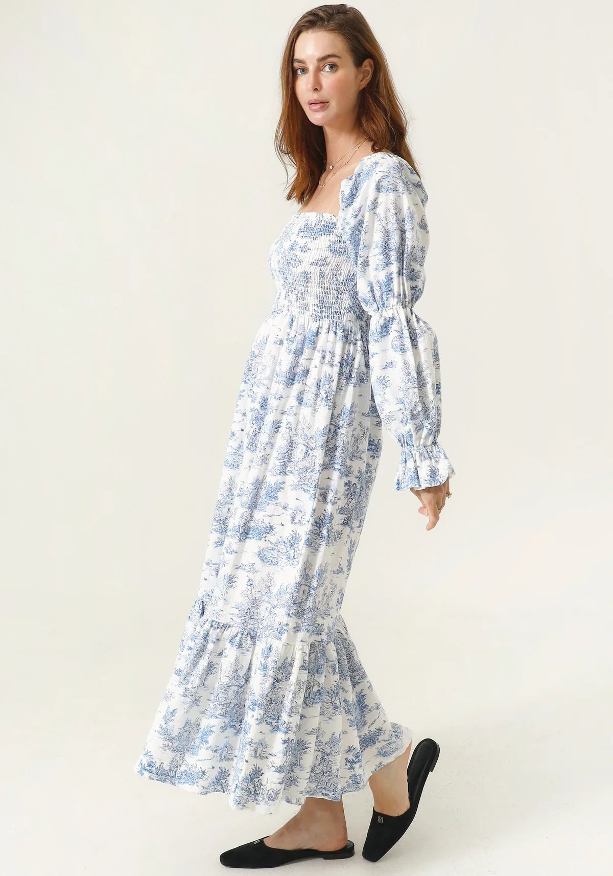 NIMA Chiffon jurk met klokmouwen