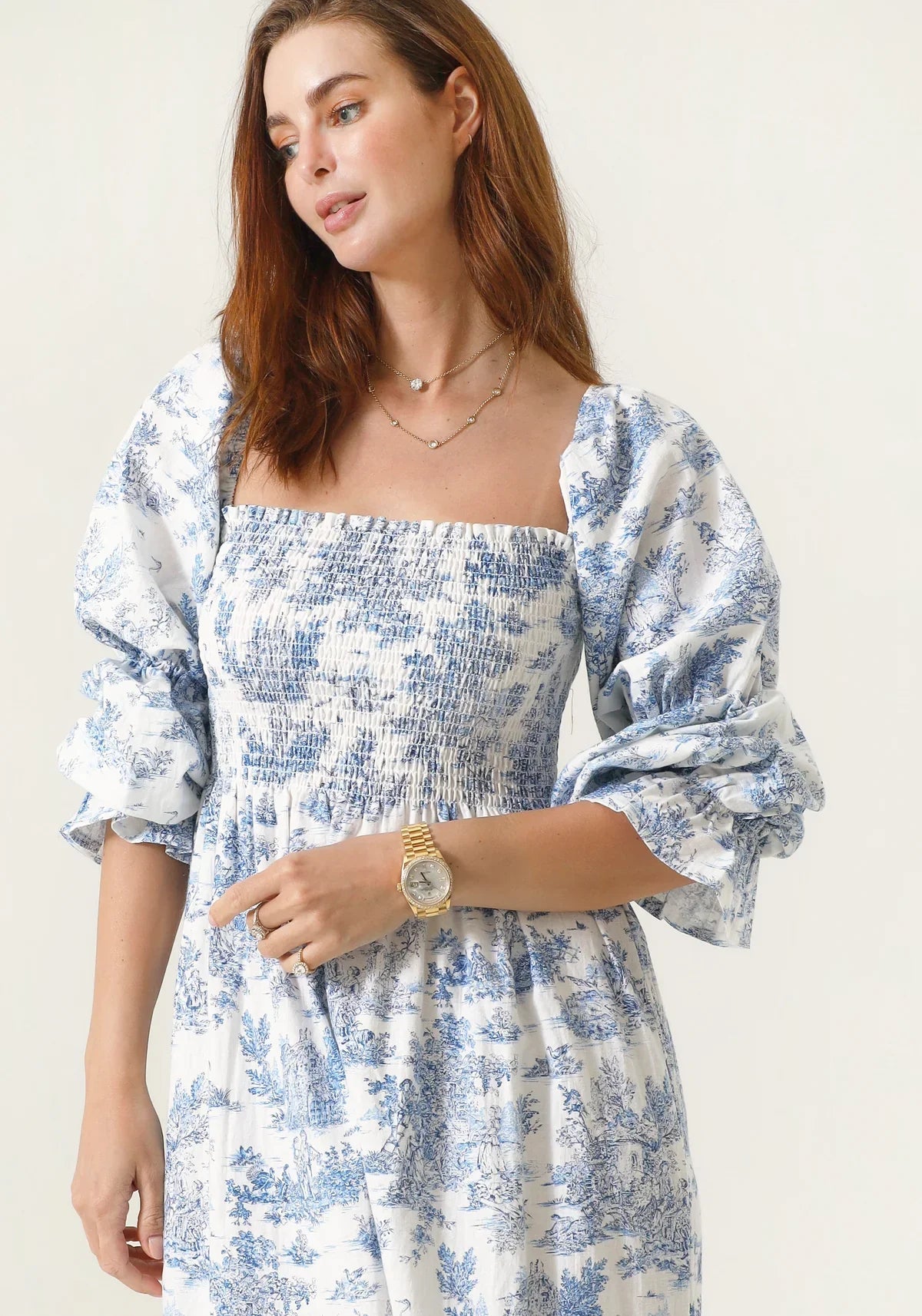 NIMA Chiffon jurk met klokmouwen