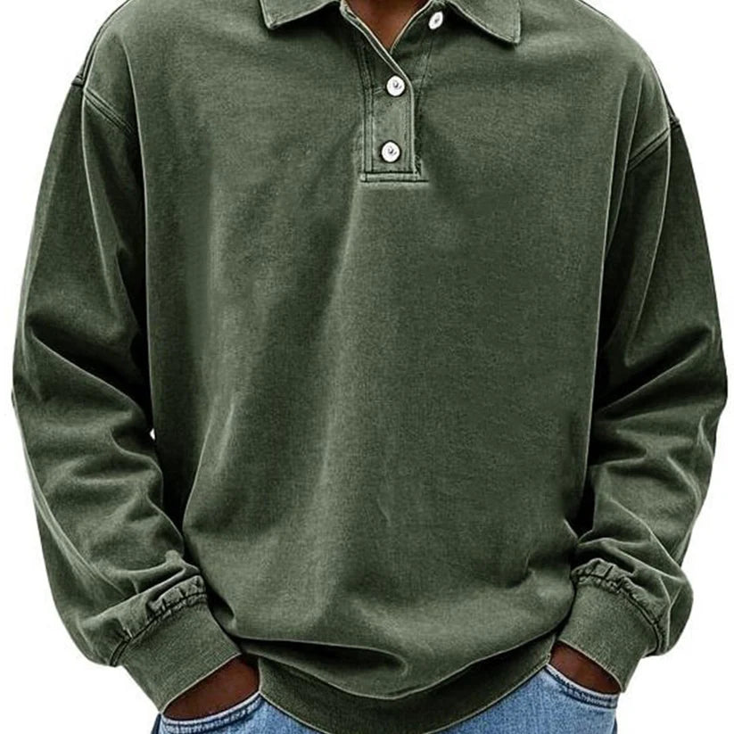 Lukas – polo shirt with long sleeves and ribbed cuffs