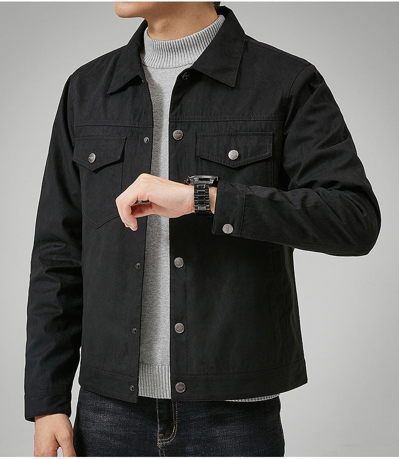 Viktor – men's faux suede jacket with button placket and chest pocket