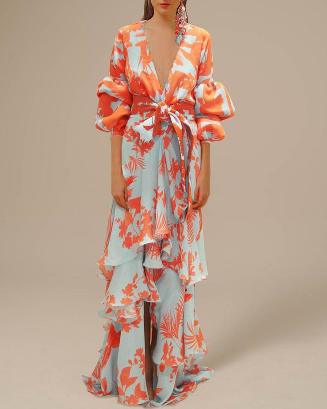 NIMA Feestelijke jurk van chiffon met print