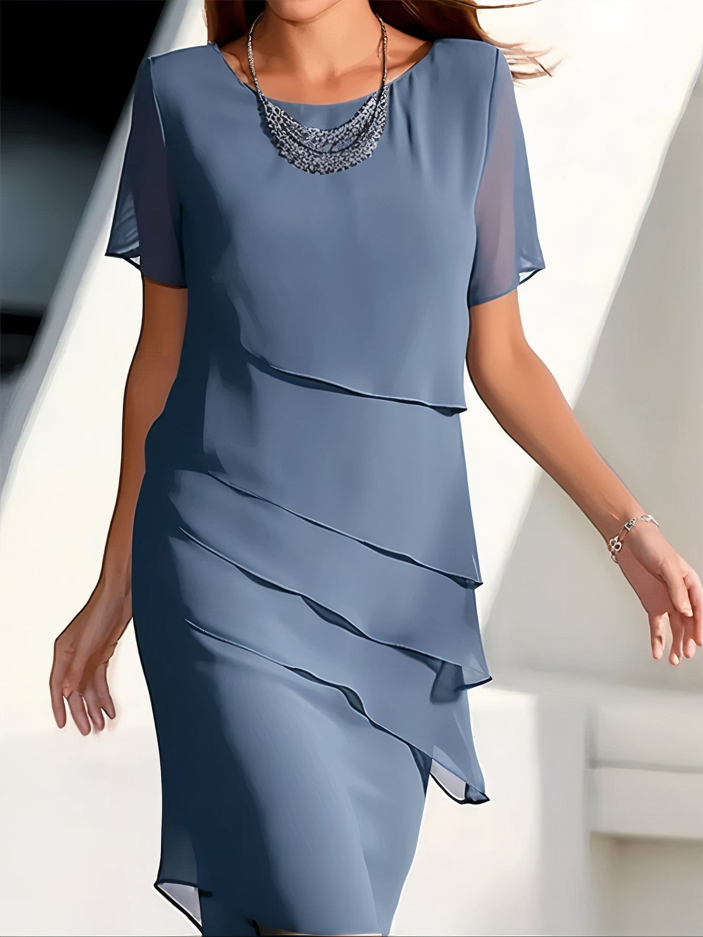 NIMA Geplooide chiffon jurk