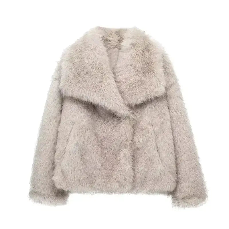Macy faux fur coat – soft faux fur coat for cold days