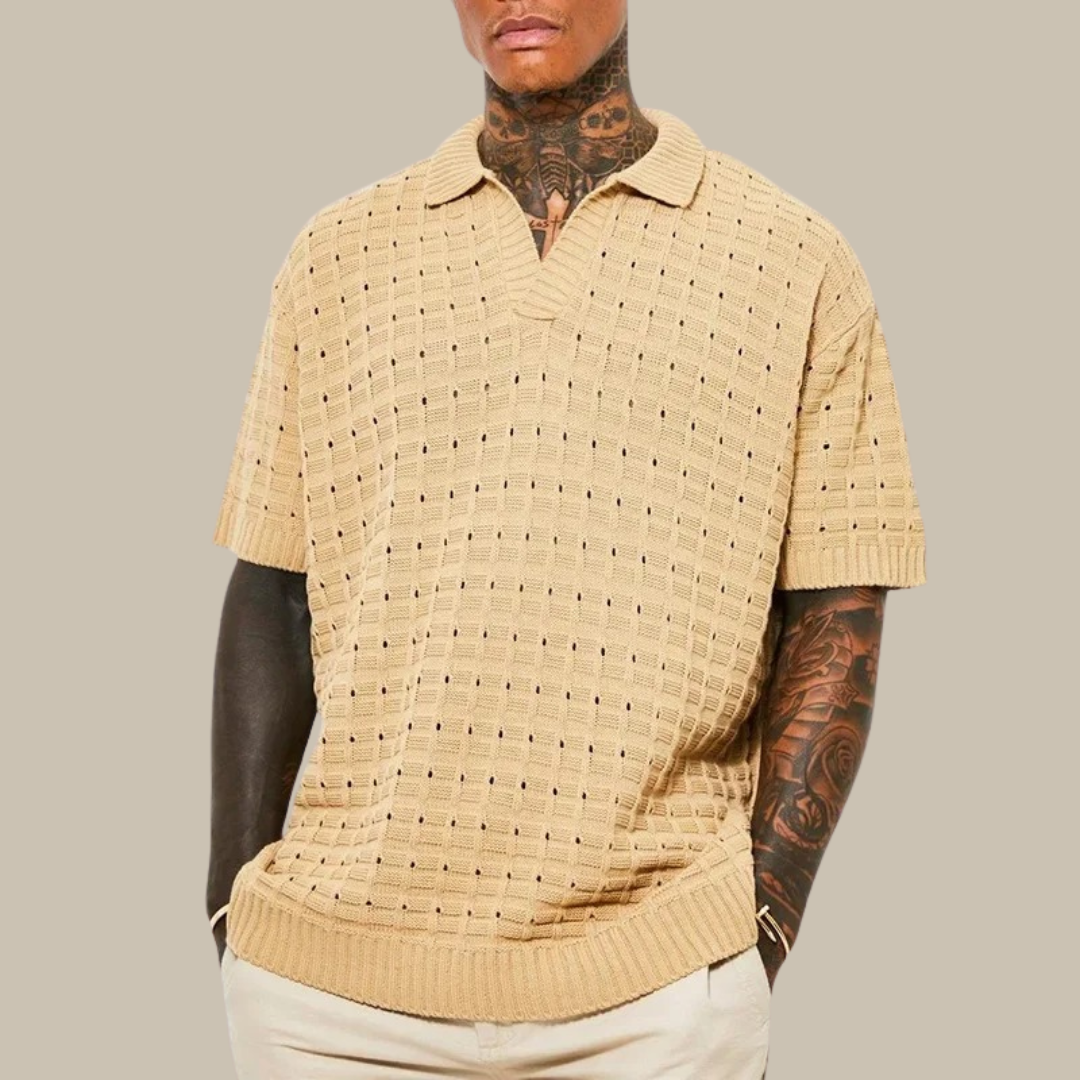 NIMA Oversized Gebreid Poloshirt