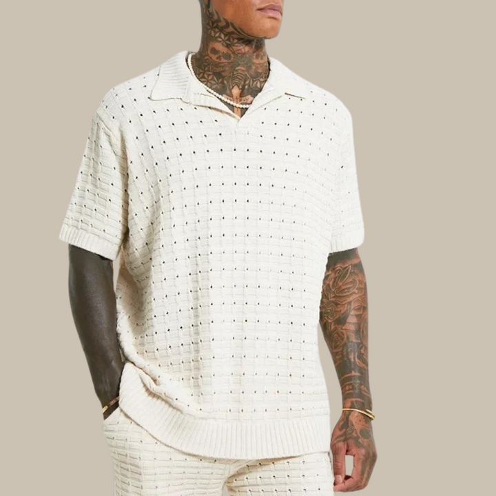NIMA Oversized Gebreid Poloshirt