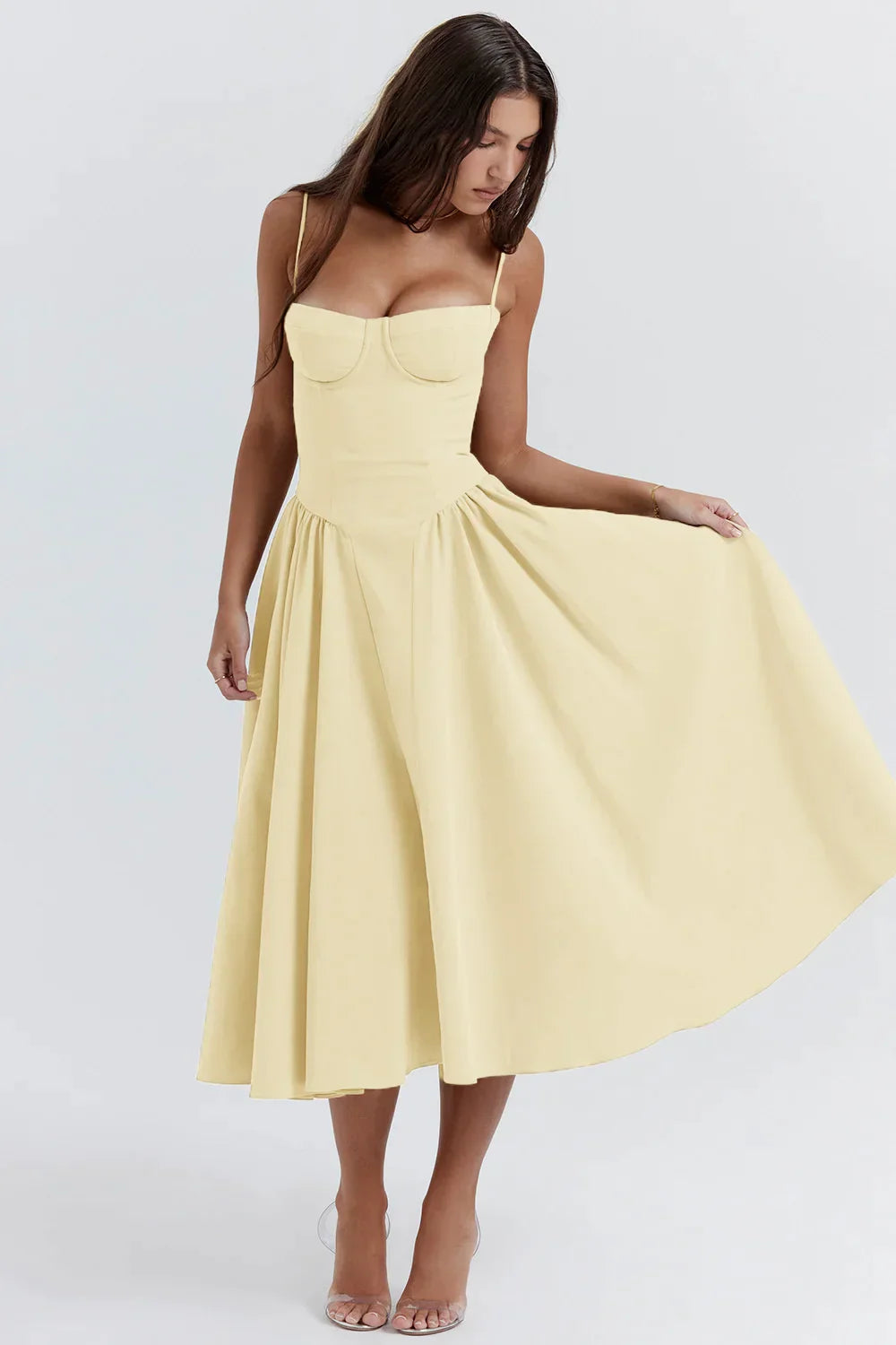 NIMA Elegante geplooide strapless jurk