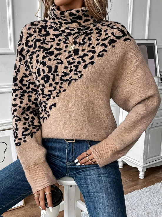 Zoila - gebreide trui met luipaardprint