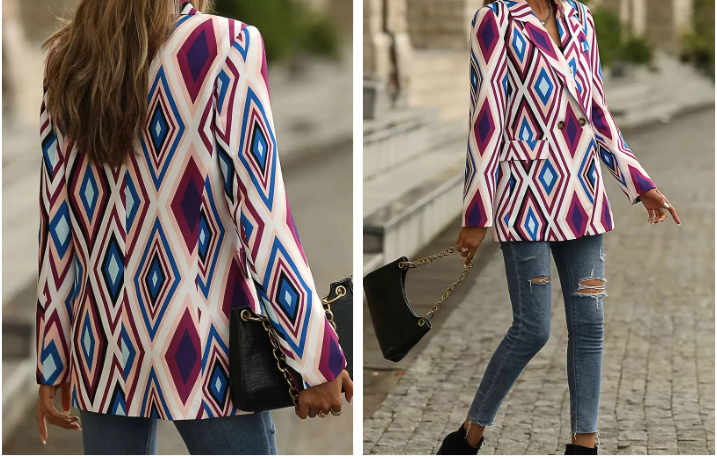 Teena - blazer with geometric pattern