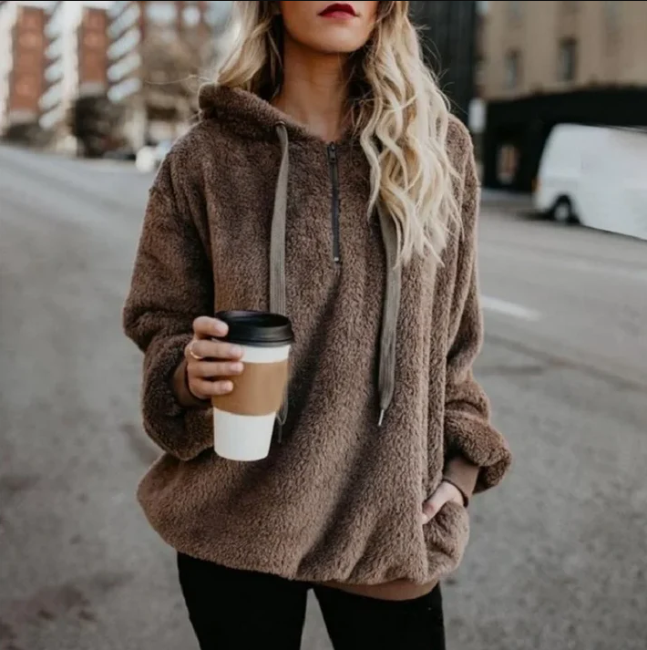 Ysabeau - damesfleece trui met capuchon