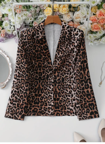 Scarlett elegant blazer with leopard print