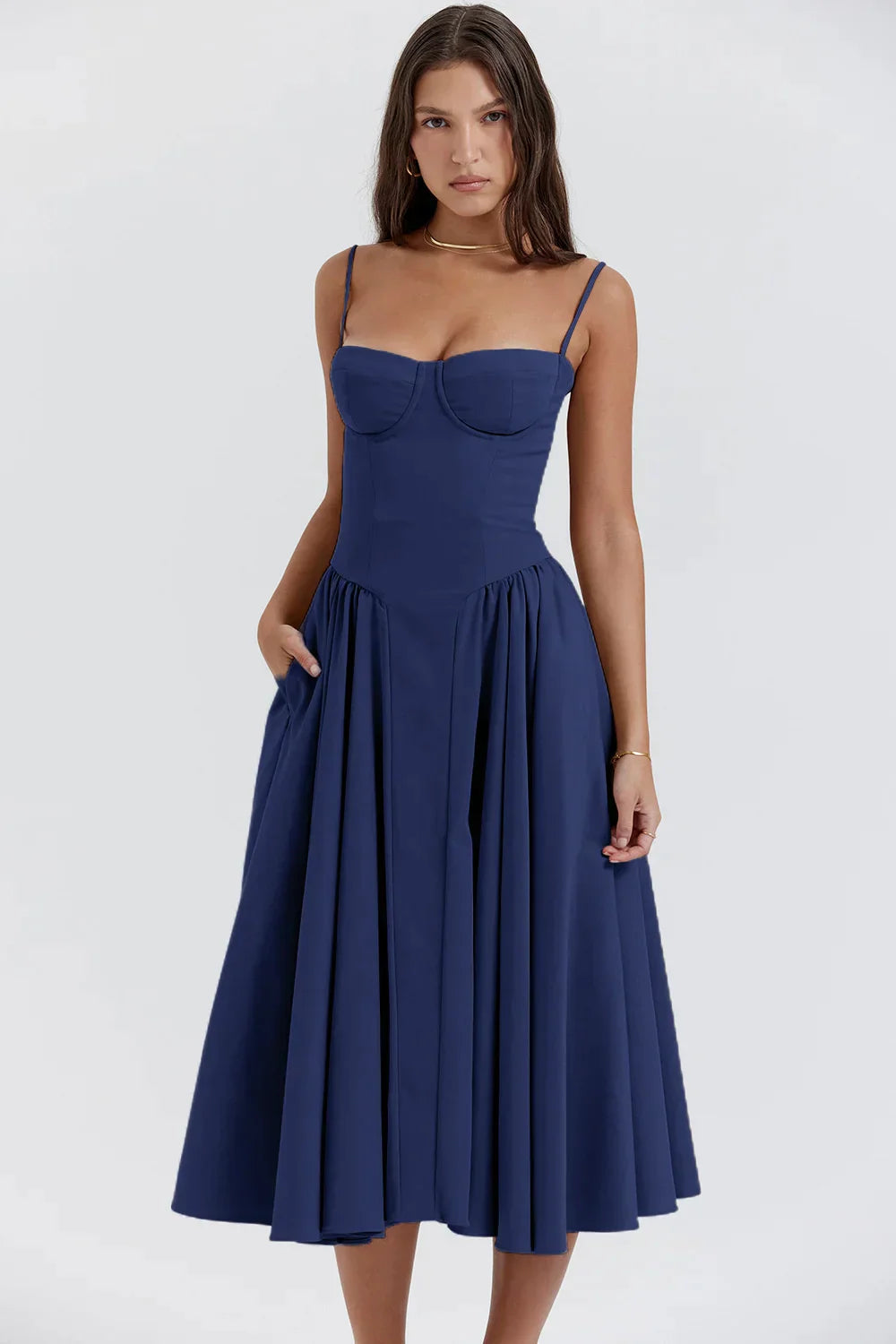 NIMA Elegante geplooide strapless jurk