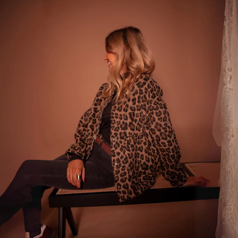 Women’s leopard print fleece jacket oversized – women