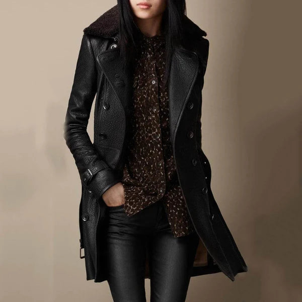 Women’s winter leather coat elegant warm – women