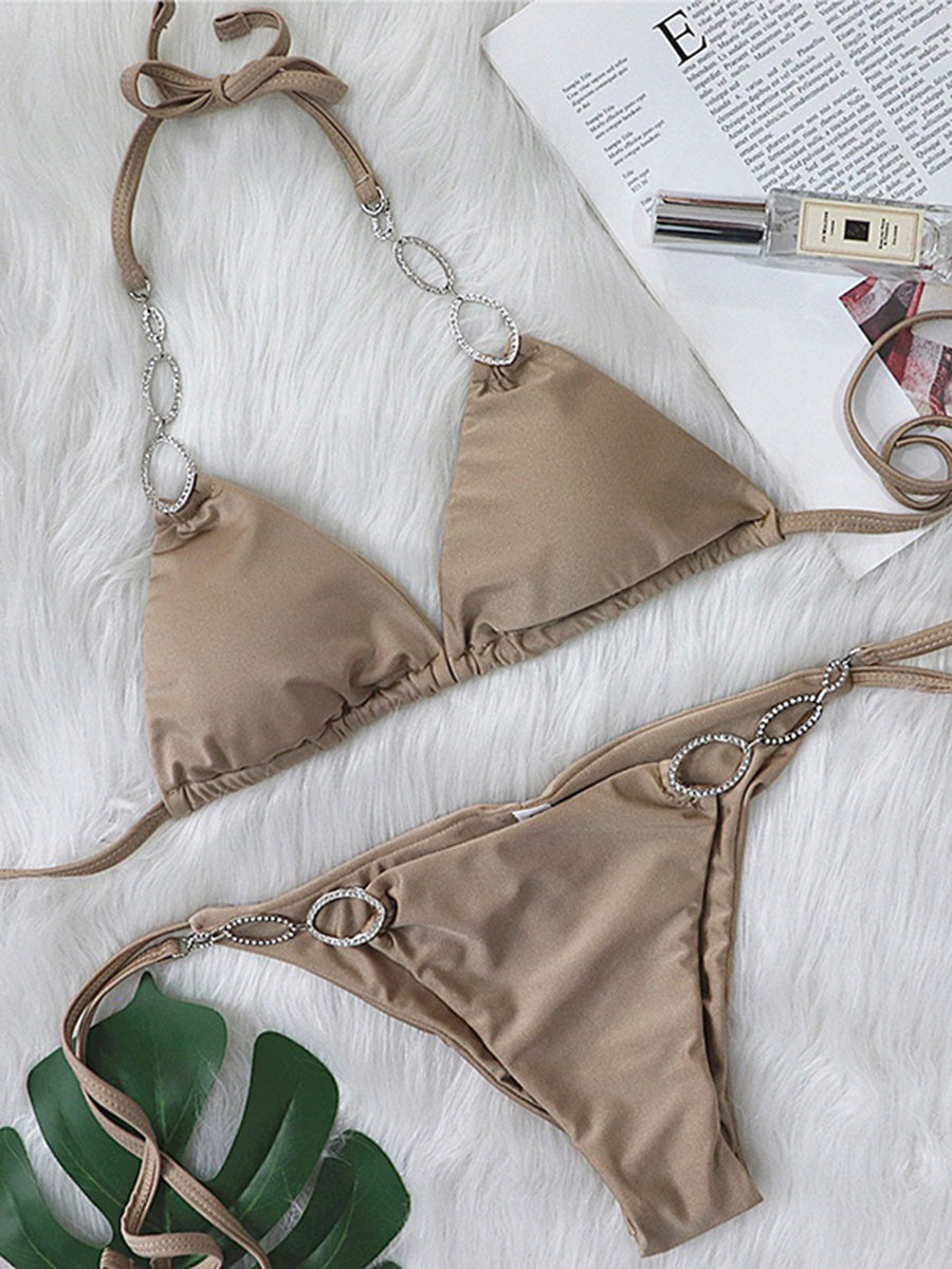 NIMA paarse strass metalen ketting brazilian bikini