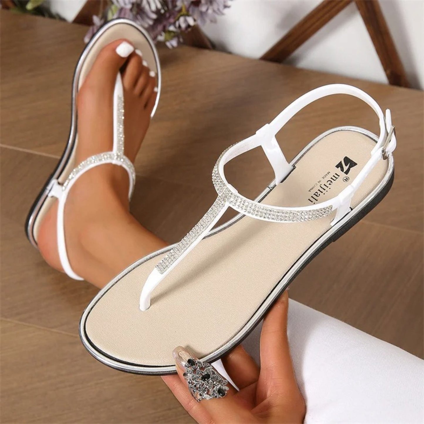 NIMA witte parel werk comfortabele slippers