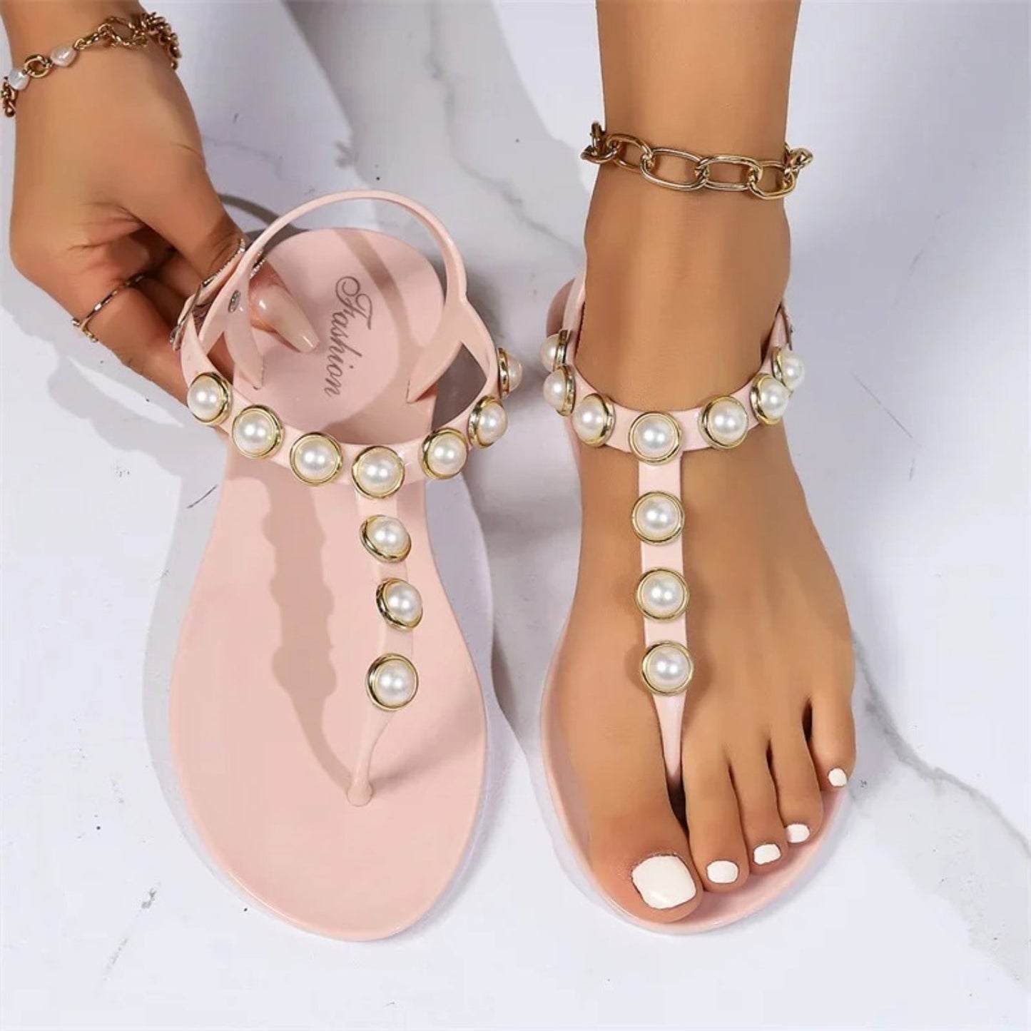 NIMA roze parel werk antislip slippers