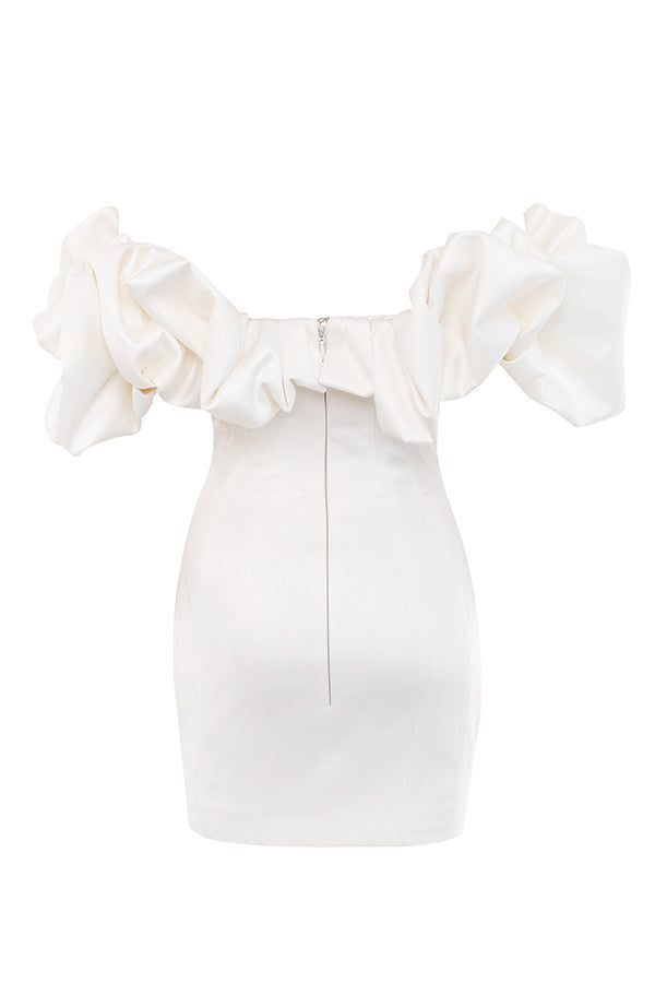 NIMA Satijnen strapless jurk met ruches