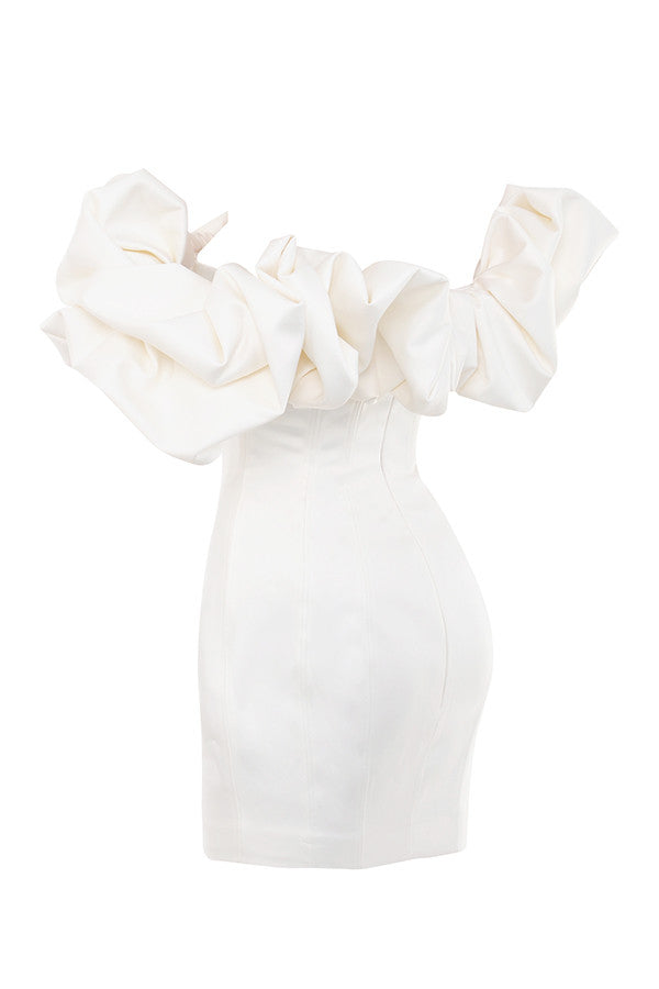 NIMA Satijnen strapless jurk met ruches