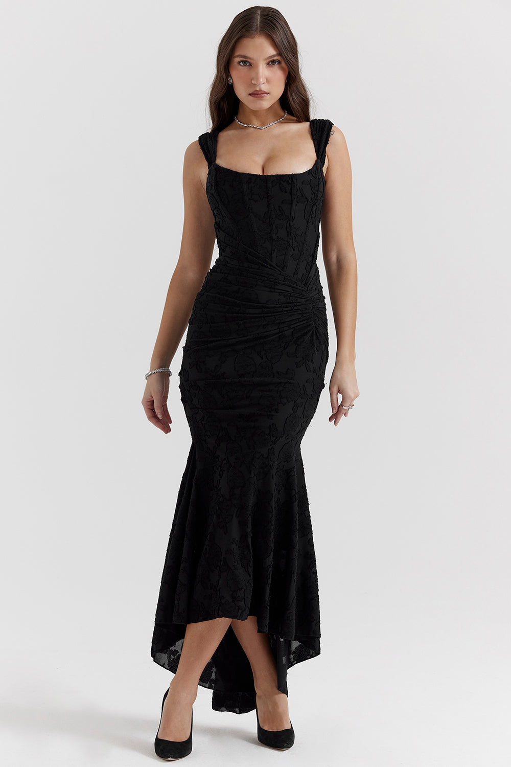 NIMA Getextureerd maxi jurk