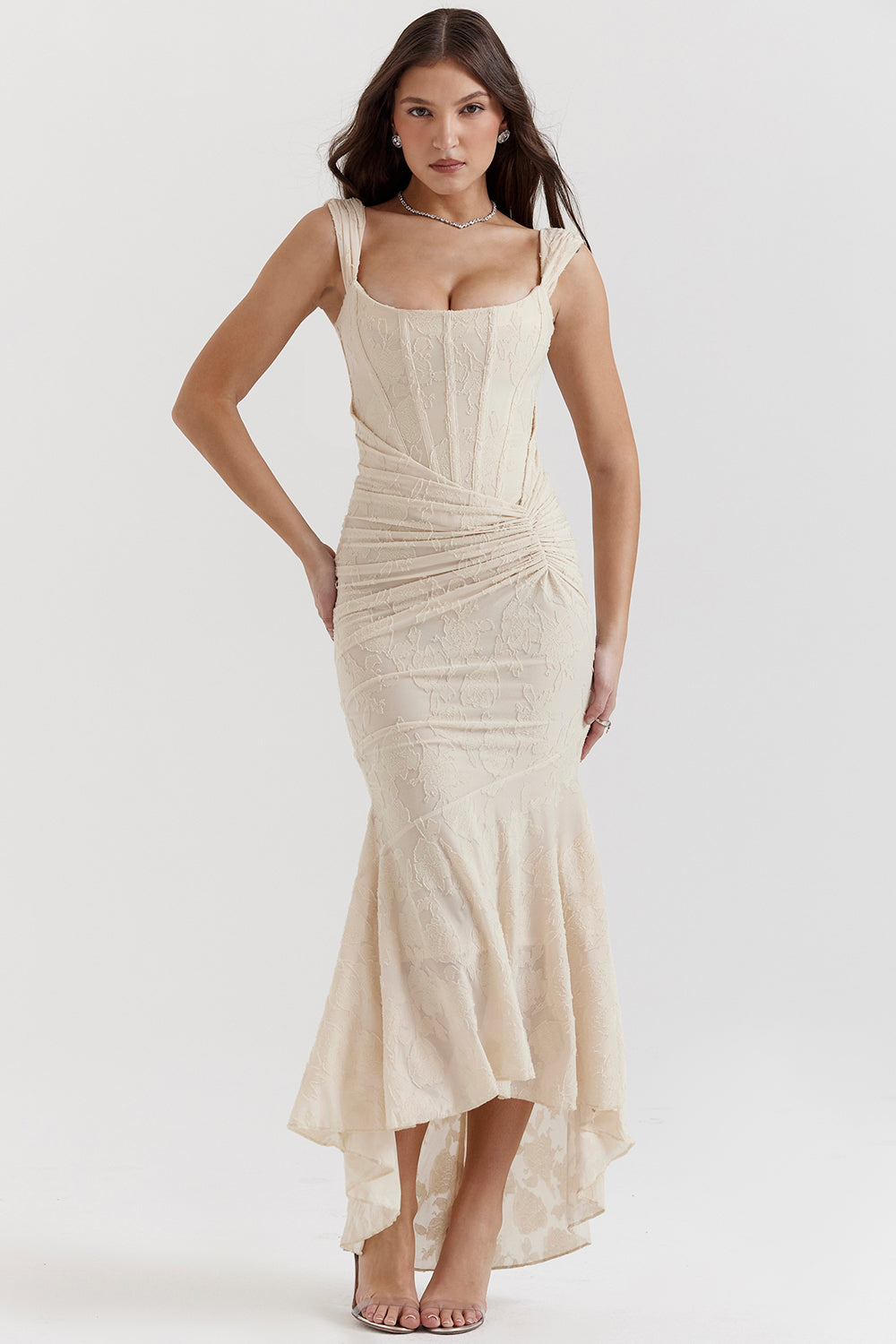 NIMA Getextureerd maxi jurk