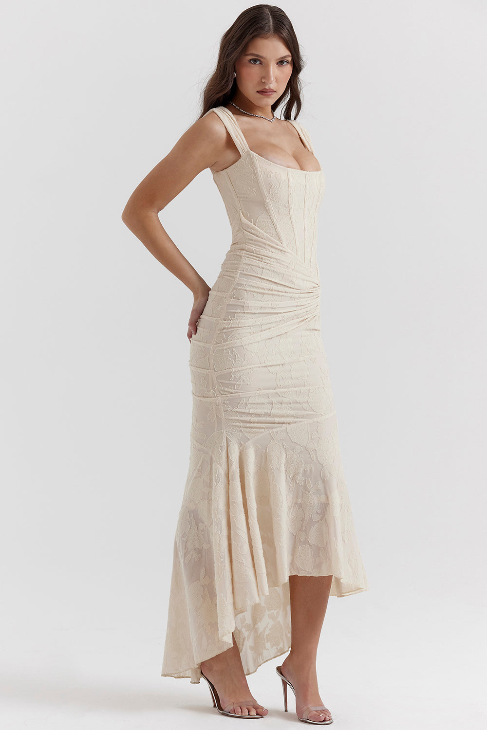 NIMA Getextureerd maxi jurk