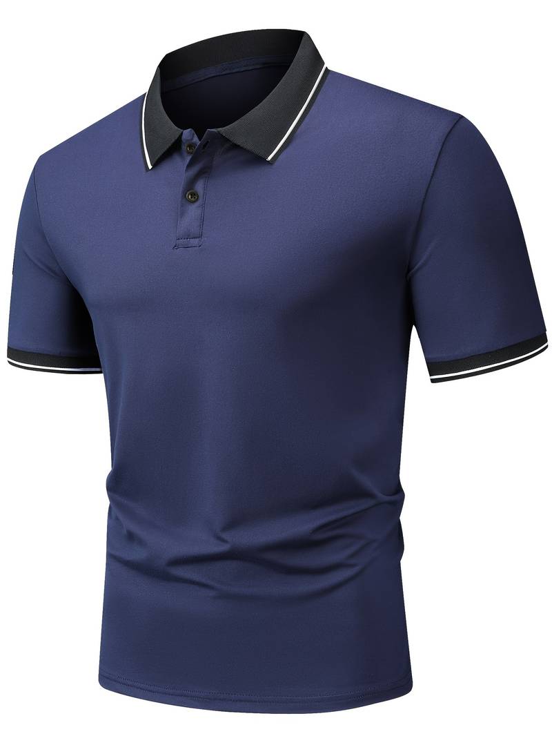 NIMA trendy colour-block shirt met korte mouwen, knoopsluiting en achterkant