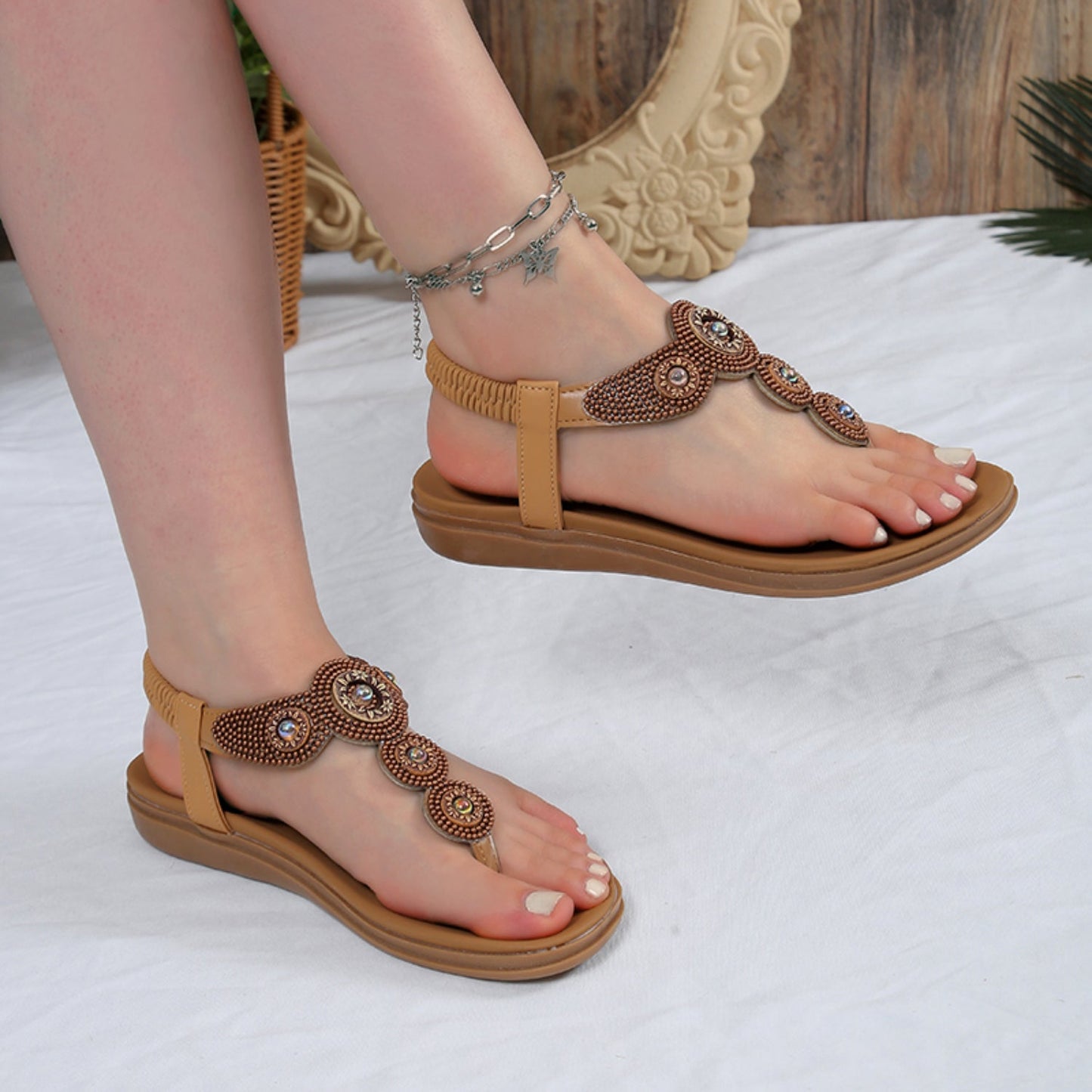 NIMA zwarte elastische parel werk slippers