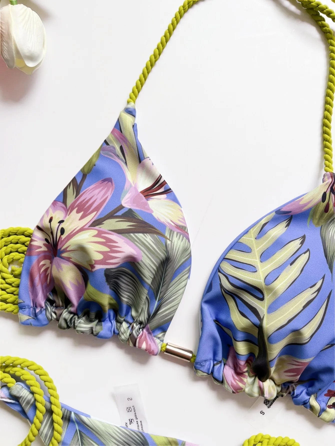NIMA blauwe bedrukte touw lichtgewicht brazilian bikini