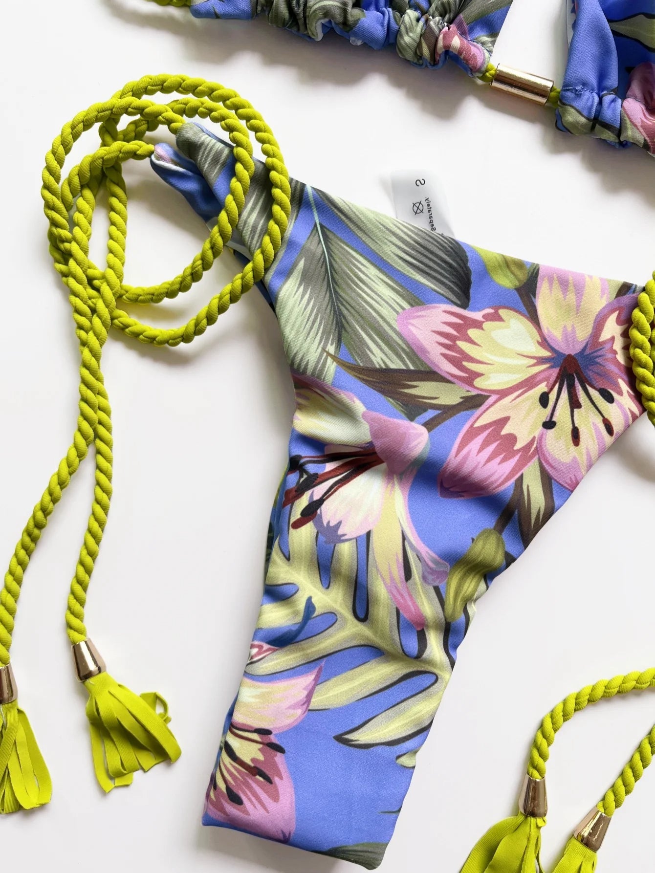 NIMA blauwe bedrukte touw lichtgewicht brazilian bikini