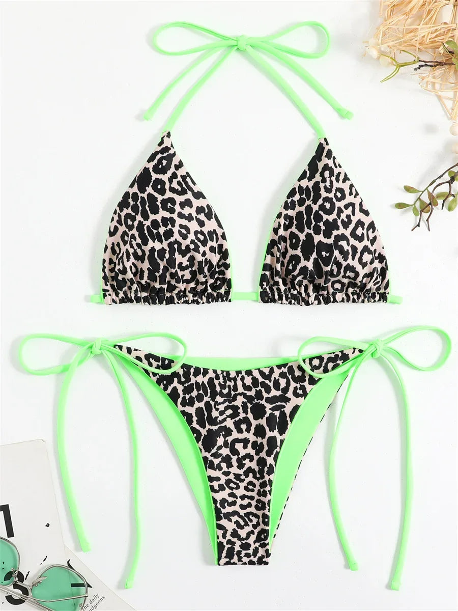 NIMA oranje luipaardprint band brazilian bikini