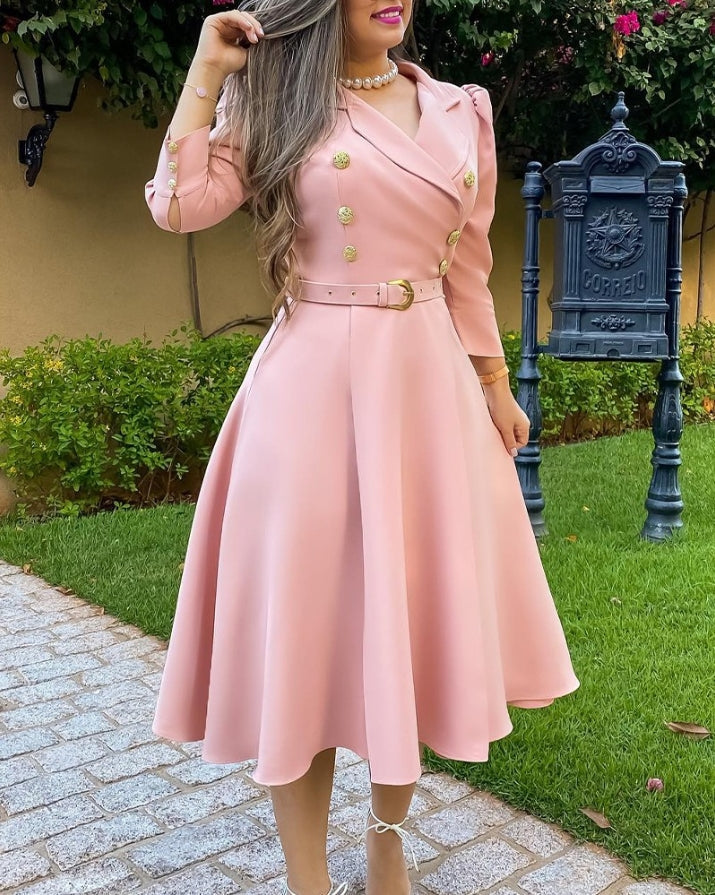 NIMA Geruite Colorblock PU leren blazerjurk