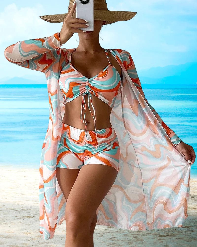 NIMA 3-delige bikiniset met bloemmotief
