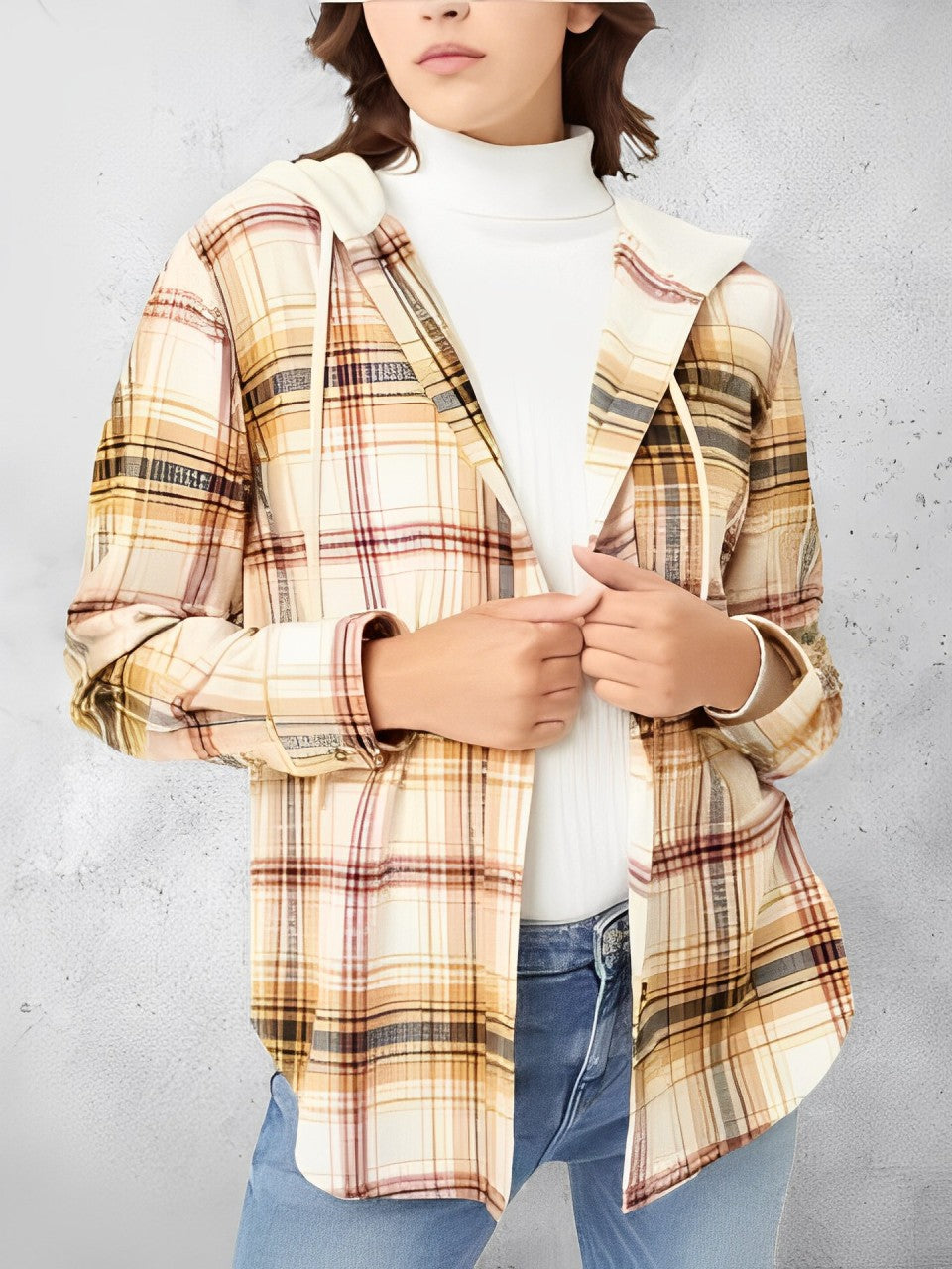 Nina - checkered jacket with hood and drawstring