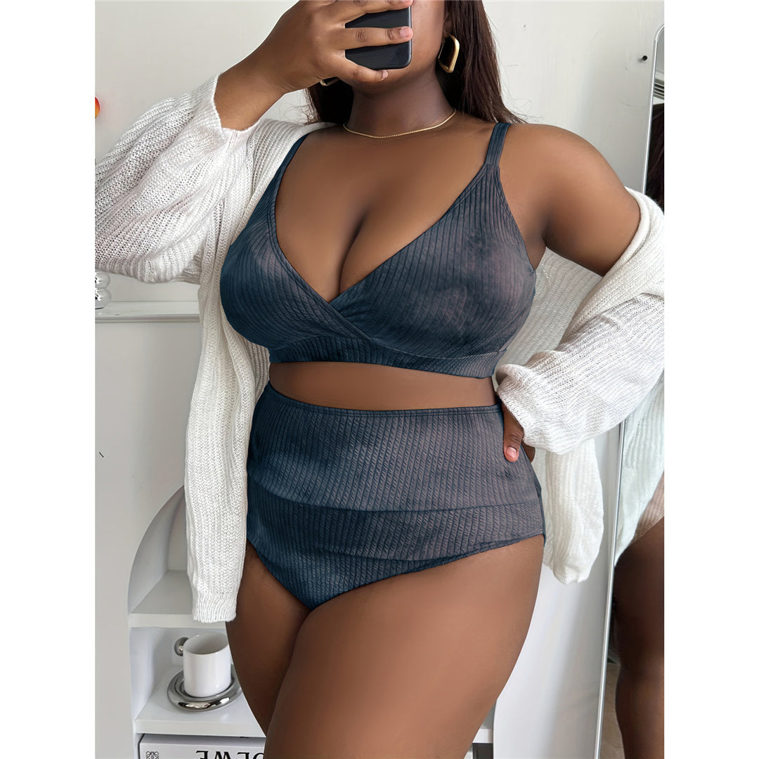 NIMA blauw gevoerde v-hals bikini grote maten