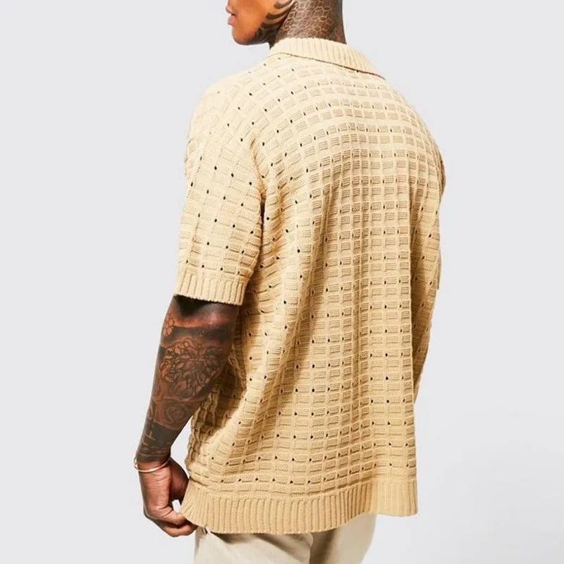 NIMA Oversized Gebreid Poloshirt