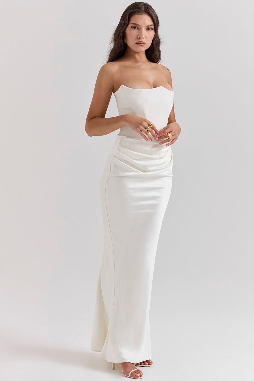 NIMA Elegant strapless korset maxi jurk