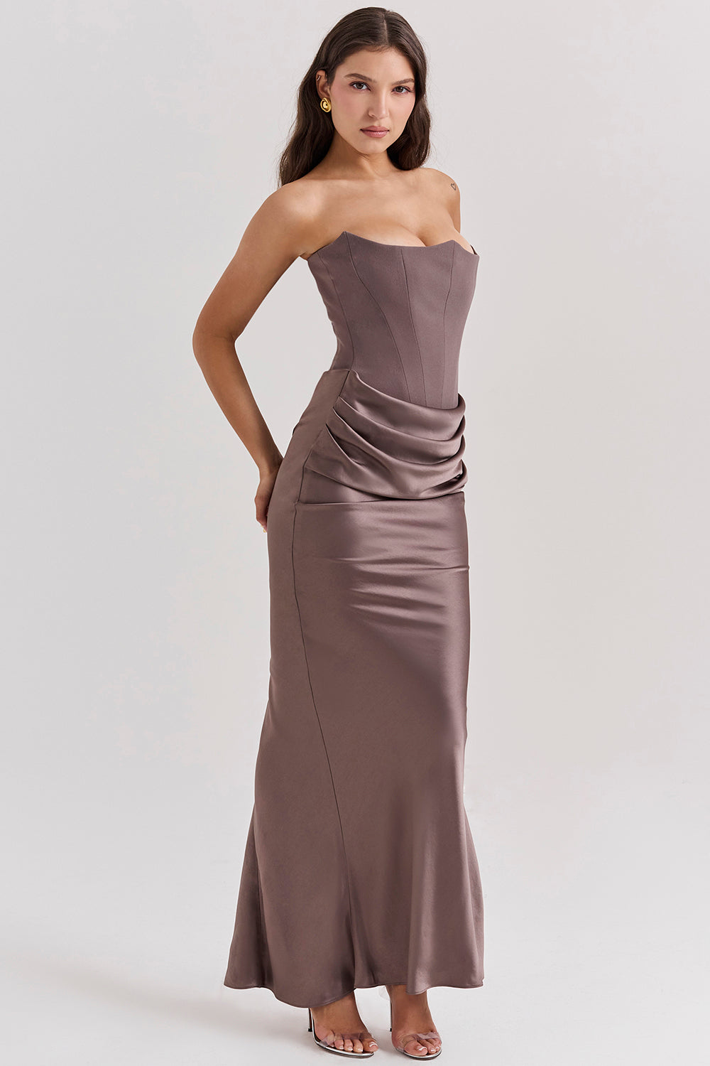 NIMA Elegant strapless korset maxi jurk