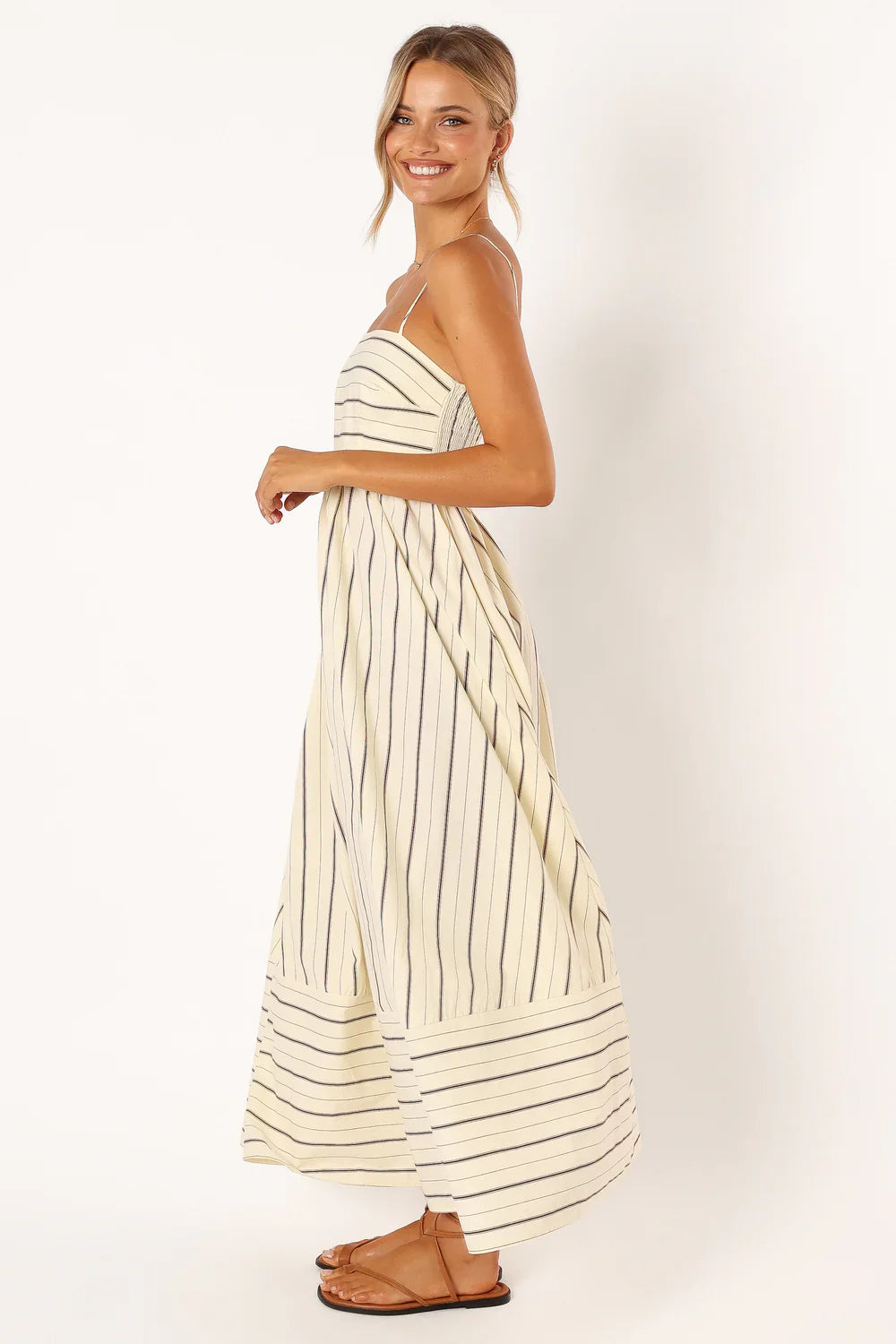 NIMA Gestreepte Casual Maxi Dress met Spaghettibandjes