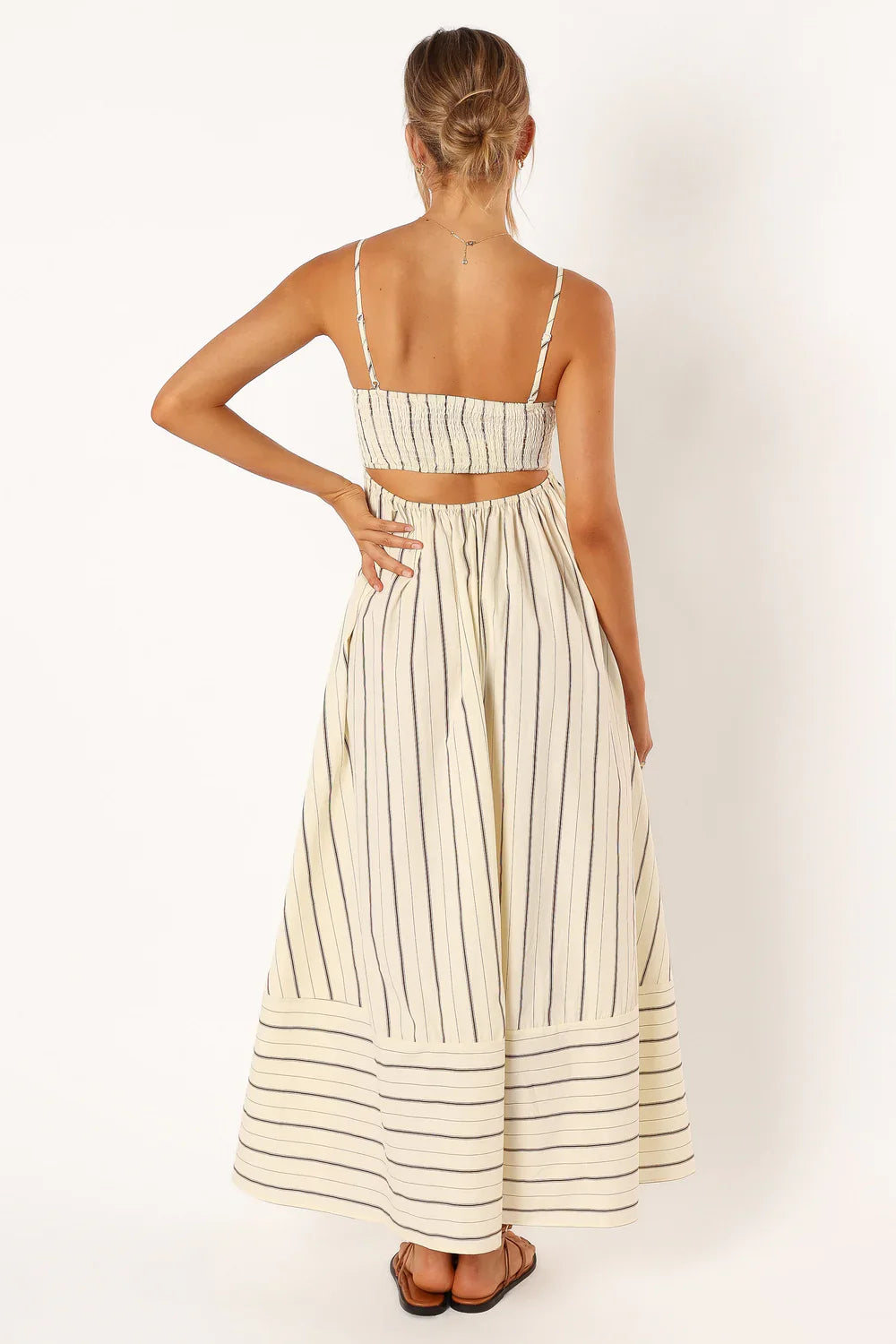 NIMA Gestreepte Casual Maxi Dress met Spaghettibandjes