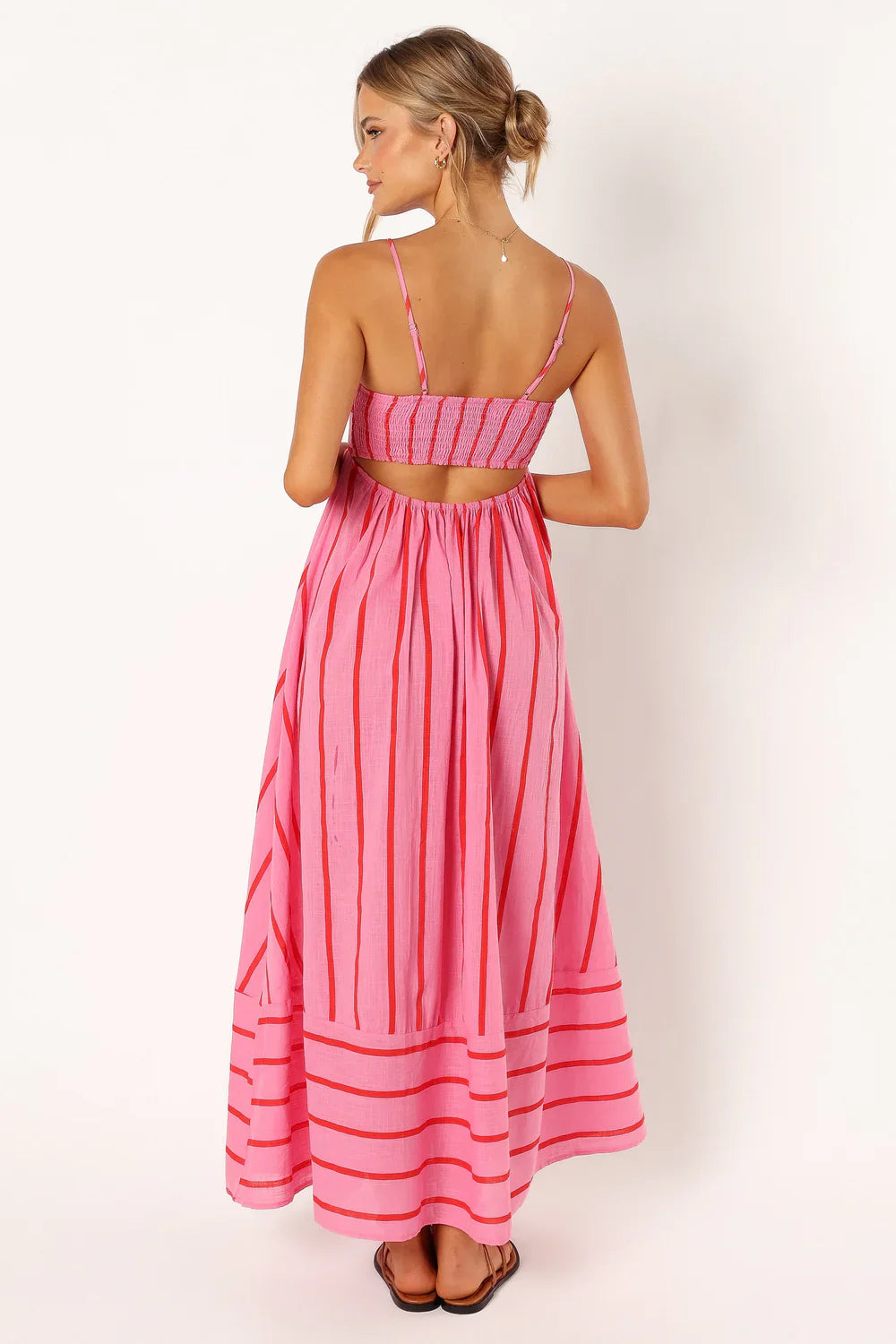 NIMA Gestreepte Casual Maxi Dress met Spaghettibandjes