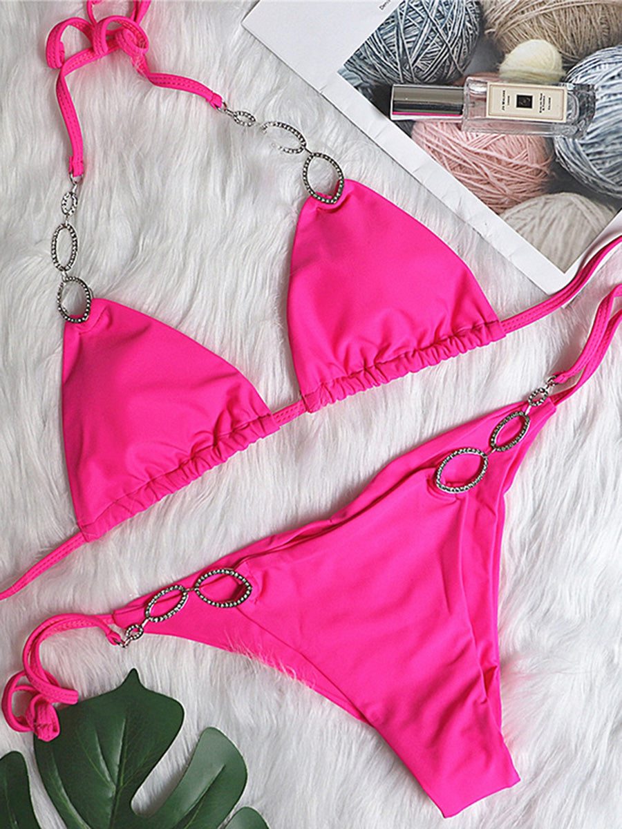 NIMA paarse strass metalen ketting brazilian bikini