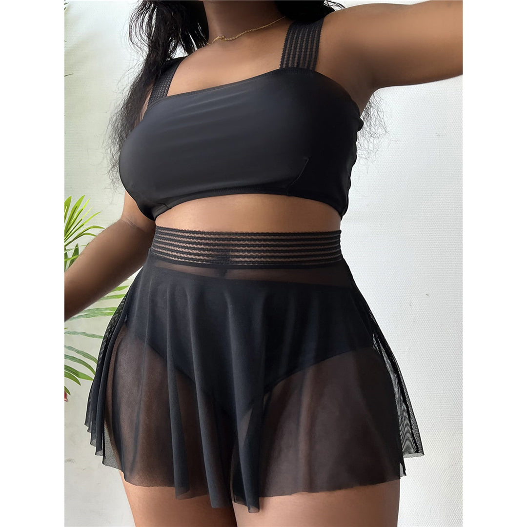NIMA zwarte eenvoudige hoge taille bikini grote maten