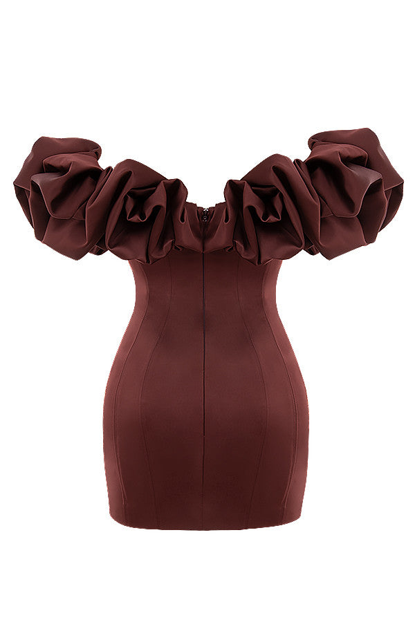 NIMA Satijnen strapless jurk met ruches