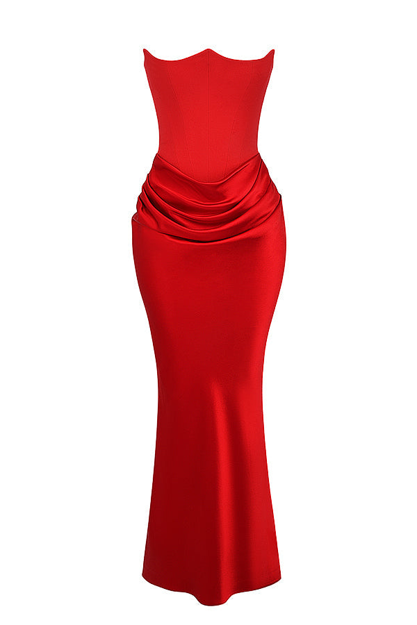 NIMA Elegant strapless korset maxi jurk