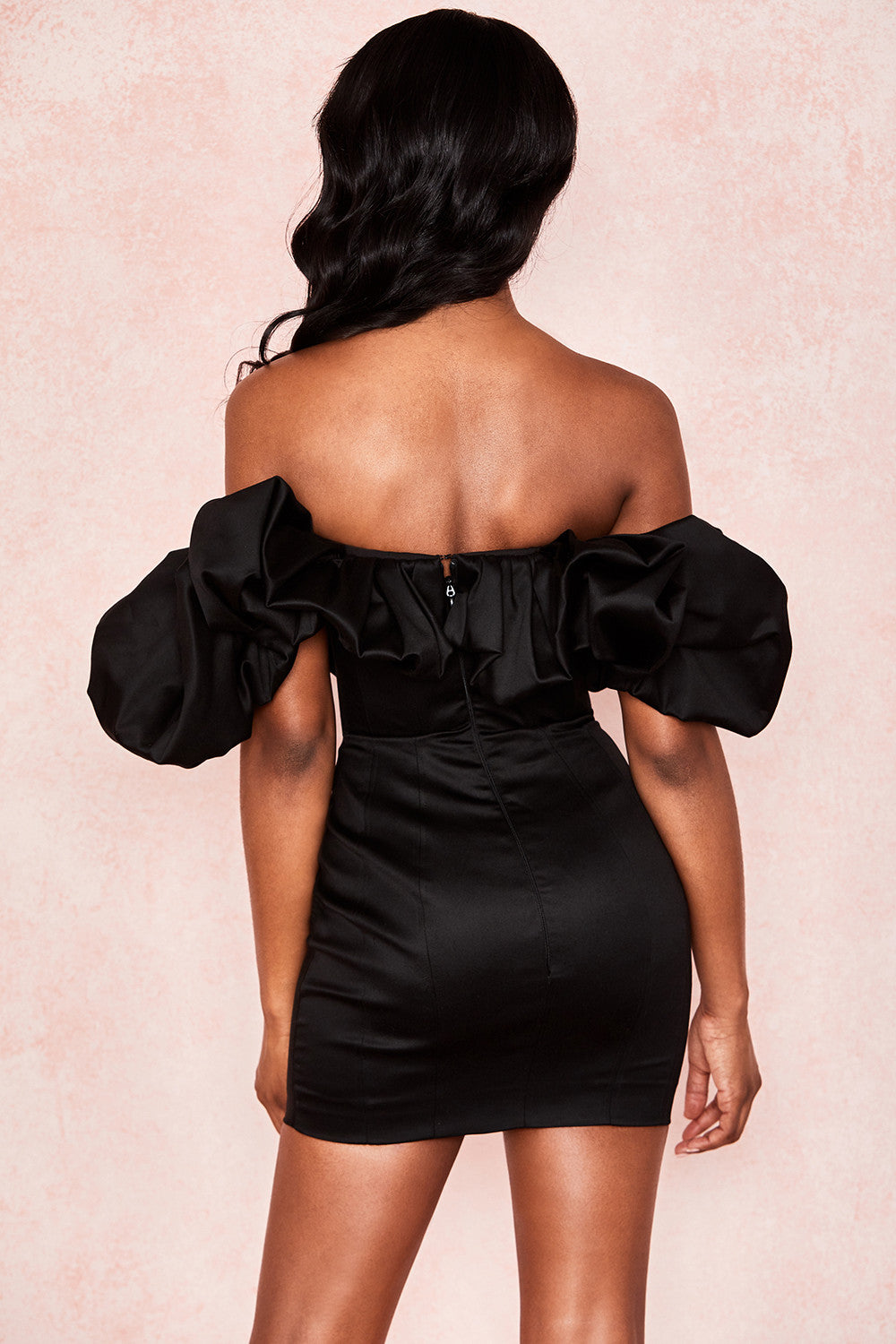NIMA Satijnen strapless jurk met ruches