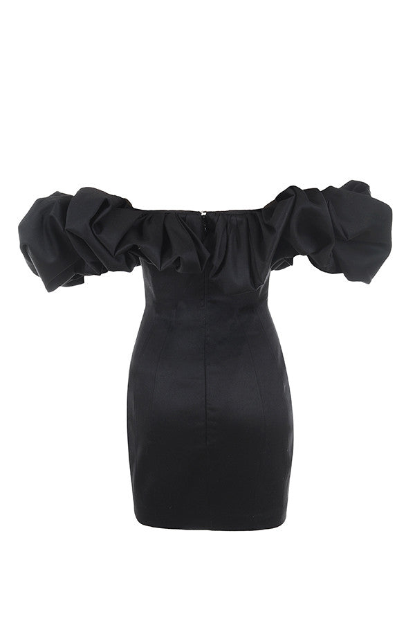 NIMA Satijnen strapless jurk met ruches
