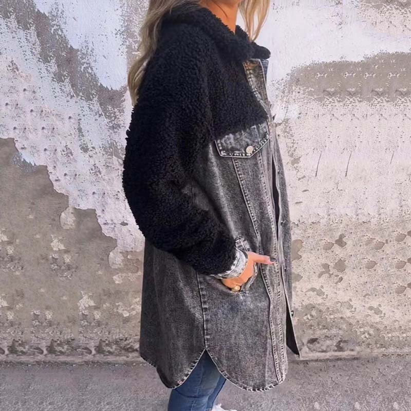Verena - sherpa lined long sleeved denim jacket for women