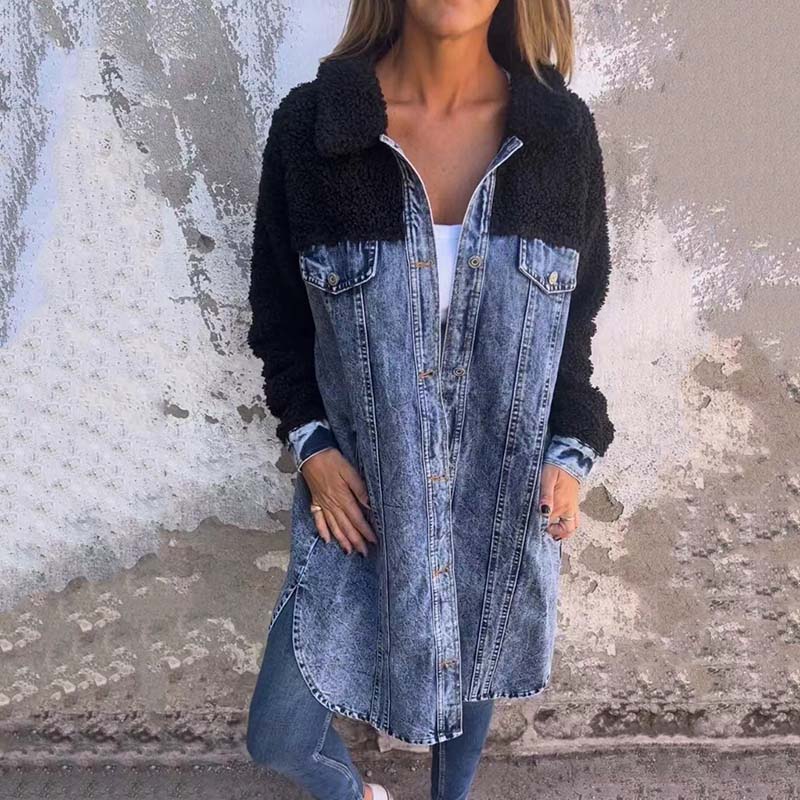 Verena - sherpa lined long sleeved denim jacket for women